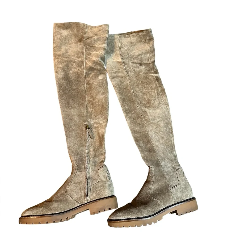 Tory Burch Suede Lug Sole Over the Knee Boots Size 8.5 - Picture 5 of 9